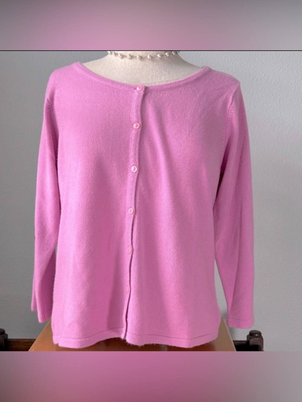 Vintage 90’s Forenza Pink Button Front Cardigan Sweater Size Large EUC